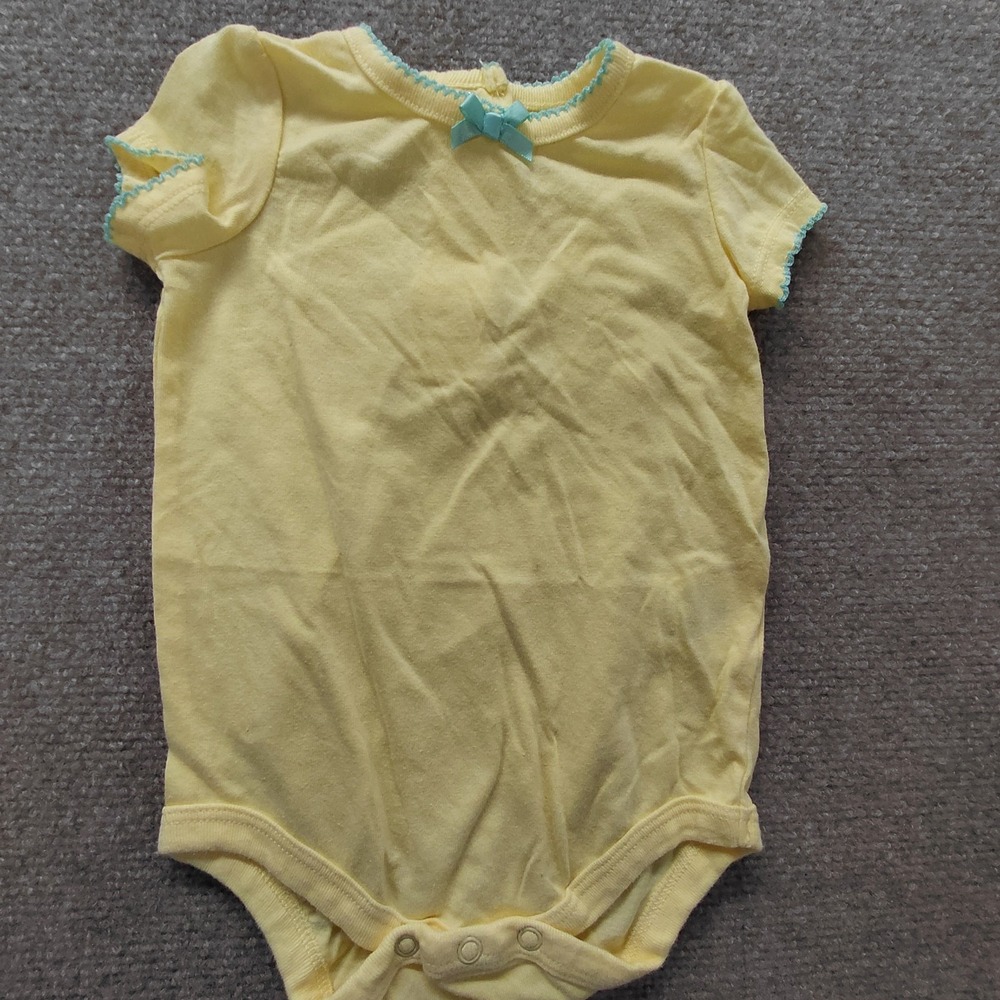 Carters, Small Wonders Baby‎ Girls 4 Bodysuits Polka Dot Yellow Blue Spring Set - Picture 9 of 11